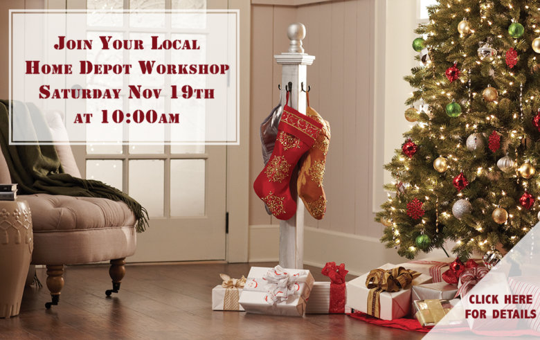 Home Depot DIy Workshop - DIY Holiday Stocking Post