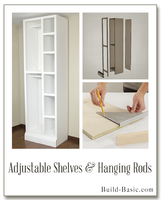 The Build Basic Custom Closet System - Adjustable Shelves and Hanging Rods- Display Frame