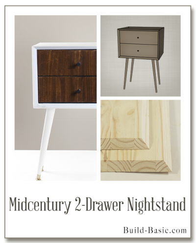 Build a DIY Midcentury 2 Drawer Nightstand - Building Plans by @BuildBasic www.build-basic.com
