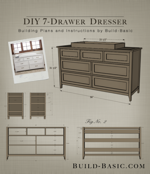 Build A Diy 7 Drawer Dresser Basic, Farmhouse Dresser Building Plans Pdf