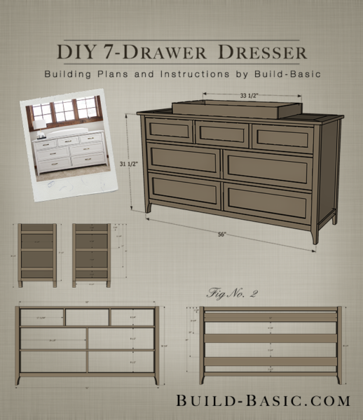 Build a DIY 7 Drawer Dresser – Building Plans by @BuildBasic www.build-basic.com